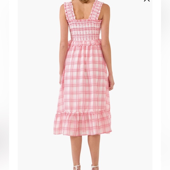 English Factory plaid ruffle midi dress in red - Picture 2 of 10